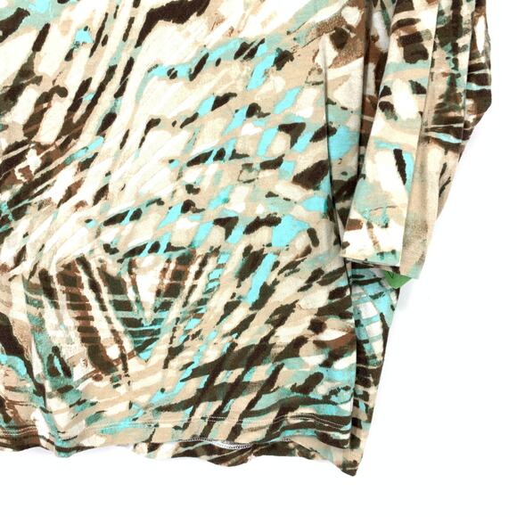 Chico's Women's Abstract Zebra Brushstroke Tunic Top Size 3 (L/XL) Brown Teal - Picture 4 of 5